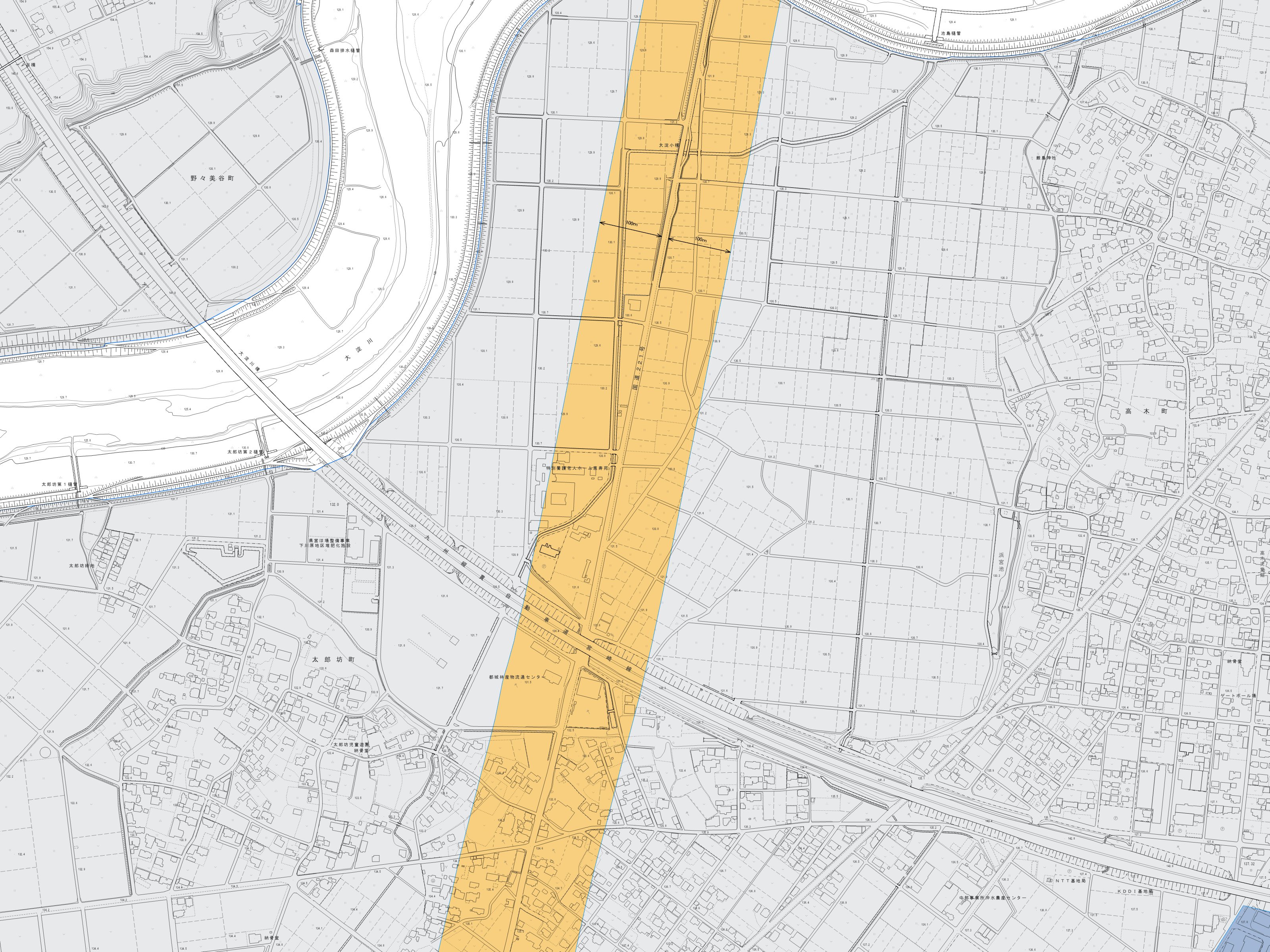 太郎坊町～高木町付近