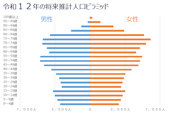 令和１２年の推計人口ピラミッド