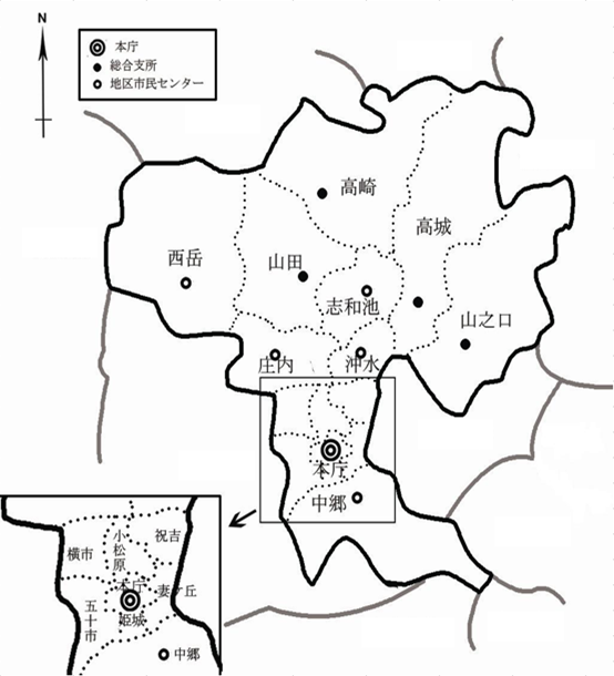 市の区域を示すイラストです。