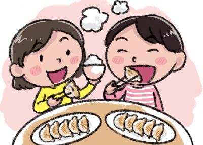 餃子を食べてるイラスト