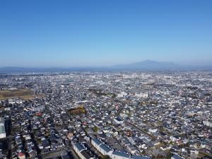 市街地上空からみた市街地と霧島山-1枚目-
